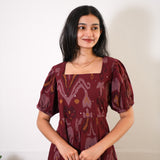 Nadhi cotton midi dress - Maroon