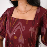 Nadhi cotton midi dress - Maroon