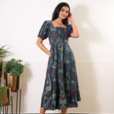 Nadhi cotton midi dress - Turquoise