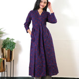 Purple v neck anarkali cotton kurta