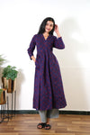 Purple v neck anarkali cotton kurta