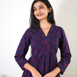 Purple v neck anarkali cotton kurta