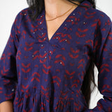 Purple v neck anarkali cotton kurta