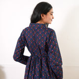 Royal blue v neck anarkali cotton kurta