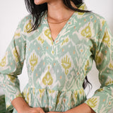 Pastel green v neck anarkali cotton kurta