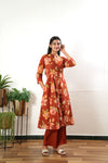 Sunset orange cotton button down co-ords set