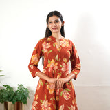 Sunset orange cotton button down co-ords set