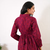 Red v neck anarkali cotton kurta
