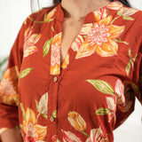 Sunset orange cotton button down co-ords set