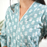Pastel green cotton maternity nursing co-ords set