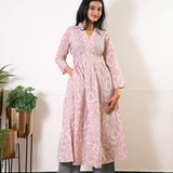 Lavender v neck cotton anarkali  kurta