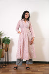 Lavender v neck cotton anarkali  kurta