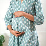Pastel green cotton maternity nursing co-ords set