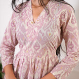 Lavender v neck cotton anarkali  kurta