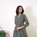 Olive green v neck anarkali cotton kurta