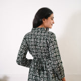Olive green v neck anarkali cotton kurta