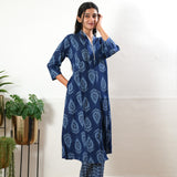 Indigo butta cotton maternity nursing co-ords set