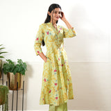 Sunset yellow cotton button down co-ords set