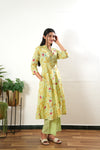 Sunset yellow cotton button down co-ords set