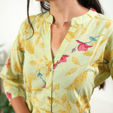 Sunset yellow cotton button down co-ords set