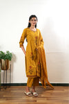 Mustard dhabu cotton suit set