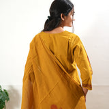 Mustard dhabu cotton suit set
