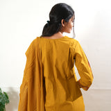 Mustard dhabu cotton suit set