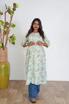 Blue roses floral maternity nursing wear