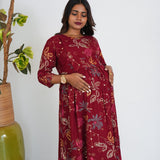 Maroon geometric maternity nursing wear