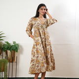 Ivory cotton tiered midi dress