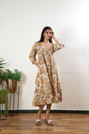 Ivory cotton tiered midi dress
