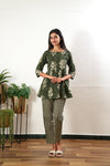 Green stripes cotton button down comfies