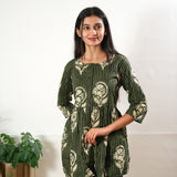Green stripes cotton button down comfies