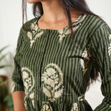 Green stripes cotton button down comfies