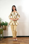 Ivory and yellow cotton button down comfies