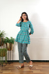 Turquoise cotton button down comfies