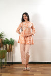 Peach floral cotton button down comfies