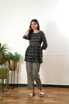 Midnight blue fern cotton button down comfies
