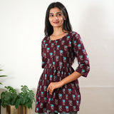 Brown and turquoise cotton button down comfies