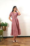 Mauve diamond cotton midi dress