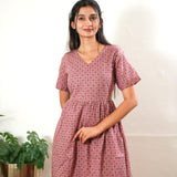 Mauve diamond cotton midi dress