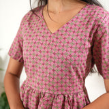 Mauve diamond cotton midi dress
