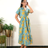 Sea blue cotton midi dress