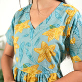 Sea blue cotton midi dress