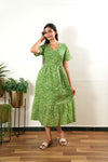 Grass green cotton midi dress
