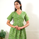 Grass green cotton midi dress