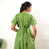 Grass green cotton midi dress