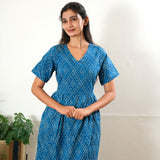 Royal bandhani cotton midi dress