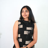 Black and beige floral cotton co-ords set(attached sleeves)