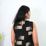Black and beige floral cotton co-ords set(attached sleeves)